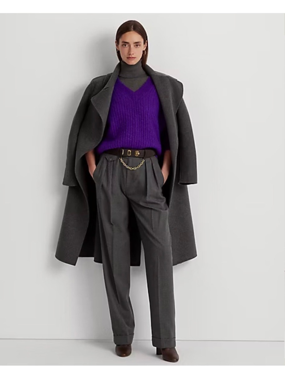Lauren Ralph Lauren Women’s Size 16 Pleated Wool Twill Straight Pants Gray NWOT